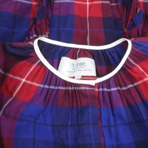 Drawer T-mat Masaki-Paris ブラウス フリル チェック 長袖 1 赤 青 レッド ブルー