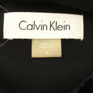 Calvin Klein ワンピース ベロア レオパード ノースリーブ タイト ひざ丈 ヒョウ柄 6 S 黒 ブラック