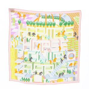 カレ45 ガヴロッシュ 45 ホースクラブ・デタイユ スカーフ シルク 馬 ロゴ ローズ パール グリーン