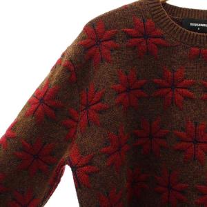 DSQUARED2 セーター ニット 長袖 プルオーバー ウール S 茶 ブラウン 赤 レッド S71HA1090