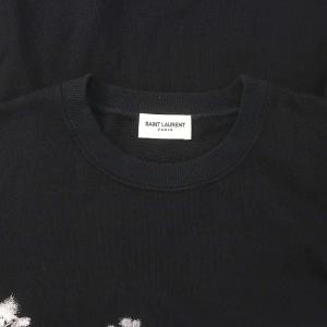 SAINT LAURENT PARIS パームツリープリント クルーネックスウェット コットン 長袖 S 黒 ブラック /HS OS