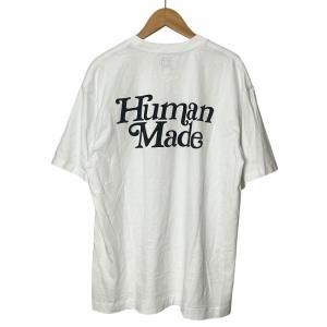 HUMAN MADE バックロゴ プリント クルーネック Tシャツ 半袖 L 白 ホワイト 黒 ブラック AA