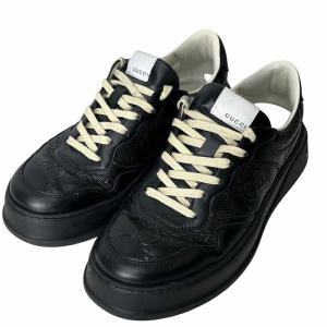 GUCCI GGマーク エンボス加工 レザー スニーカー 6 ブラック 669582