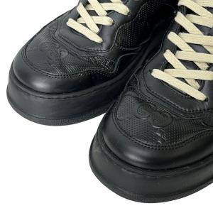 GUCCI GGマーク エンボス加工 レザー スニーカー 6 ブラック 669582