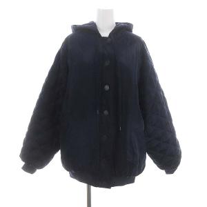23SS 中綿キルティングフーディジャケット 34 ネイビー