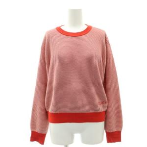Knit Top Santal Rouge ニット セーター ボーダー ロゴ刺繍 長袖 38 赤 レッド
