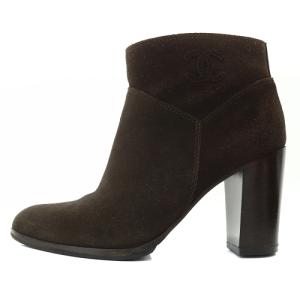 サイドココマーク スエード ショートブーツ ハイヒール 37.5 24.5cm 茶色 ブラウン /SR22