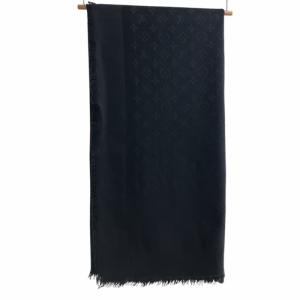 シルク ウール ストール マフラー 大判 モノグラム ブラック