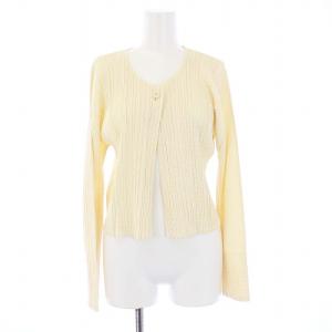 PLEATS PLEASE ISSEY MIYAKE イッセイミヤケ カーディガン Uネック 長袖 ショート丈 4 XL アイボリー /YT