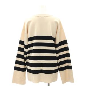 VERMEIL par iena 23AW スムースボーダーニットプルオーバー セーター ウール混 長袖 ピンクベージュ 黒 ブラック /HS