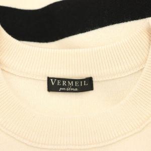 VERMEIL par iena 23AW スムースボーダーニットプルオーバー セーター ウール混 長袖 ピンクベージュ 黒 ブラック /HS
