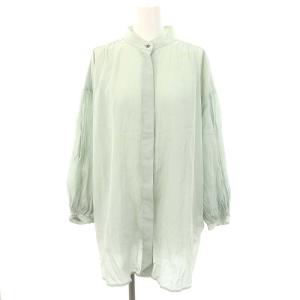 ICY LAWN FRANCES ロングブラウス シャツ 前開き 長袖 バンドカラー 038 スモークグリーン