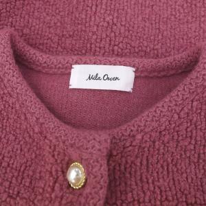 MILA OWEN MILAOWEN 24AW パイル編みショート丈金釦ニットジャケット ノーカラー 1 ピンク /HK OS