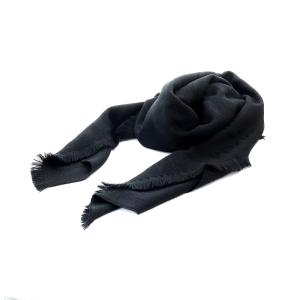 ストール マフラー ロゴ フリンジ 大判 黒 ブラック
