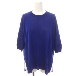 24SS Fortuna Arlo HS 薄手ニット カットソー リネン混 五分袖 38 青 ブルー /HS