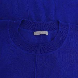 theory luxe 24SS Fortuna Arlo HS 薄手ニット カットソー リネン混 五分袖 38 青 ブルー /HS