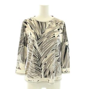 ファッション FASHION カットソー ブラウス クルーネック 長袖 花柄 ボタニカル柄 40 L グレー