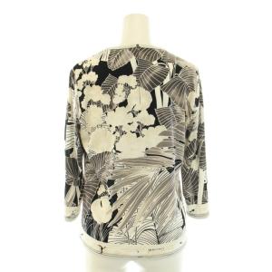 LEONARD ファッション FASHION カットソー ブラウス クルーネック 長袖 花柄 ボタニカル柄 40 L グレー