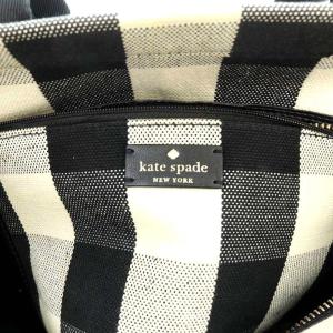 kate spade new york プレンティ トートバッグ ショルダーバッグ 2way ギンガムチェック キャンバス 黒 ブラック 白 ホワイト