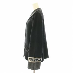 LEONARD FASHION ニットジャケット シルク混 M グレー
