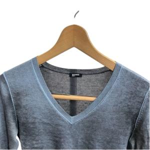 JIL SANDER シルク カシミヤ ニット セーター 長袖 S 青系 アッシュブルー JY605A AA