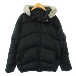 ダウンジャケット トレフォイル 刺繍 フェイクファー アウター O LL 黒 ブラック 594176 /TK