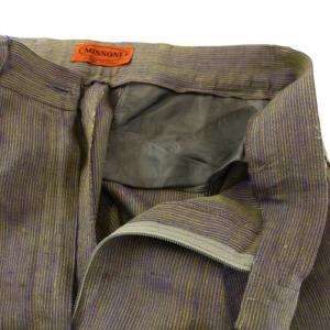 MISSONI 2タック ストライプ スラックス パンツ リネン ジップフライ 紫 パープル 黄色 イエロー