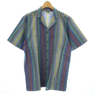 UOMO シャツ ストライプ 半袖 オープンカラー S マルチカラー