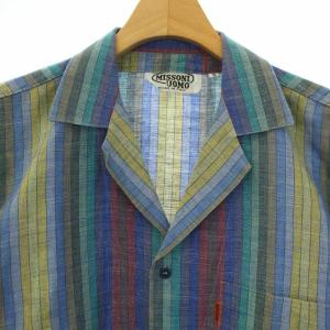 MISSONI UOMO シャツ ストライプ 半袖 オープンカラー S マルチカラー