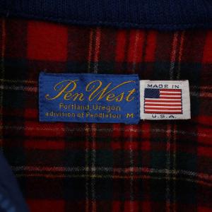 PENDLETON G9タイプ スウィングトップ ブルゾン ジャケット ジップアップ ハイネック 裏地チェック柄 ナイロン M 青 ブルー