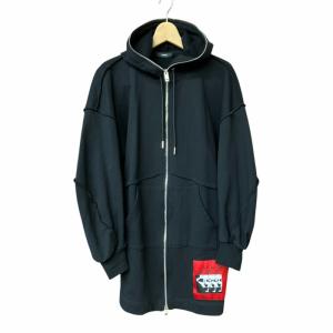 インサイドアウト オーバーサイズ パッチ ジップ フーディー パーカー 黒 ブラック XS AA