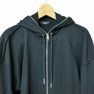 DIESEL インサイドアウト オーバーサイズ パッチ ジップ フーディー パーカー 黒 ブラック XS AA