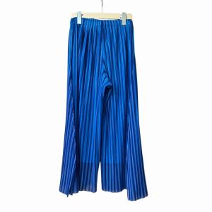 PLEATS PLEASE ISSEY MIYAKE プリーツ ストライプ ワイド パンツ ブルー サイズ1 PP81-JF734