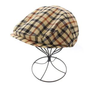 ハンチング帽 チェック 帽子 ベージュ /DK