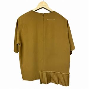 MM6 Maison Margiela 16SS 半袖 ブラウス アシンメトリー プリーツ 茶系 42 L位 S52NC0055 AA