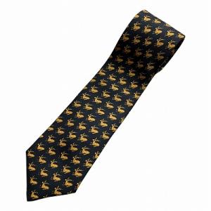 総柄 ネクタイ シルク 鹿 黒 茶 ブラック ブラウン 800MA AA