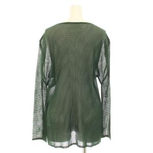 PLEATS PLEASE ISSEY MIYAKE イッセイミヤケ カーディガン 長袖 クルーネック メッシュ ストレッチ 3 L 緑 グリーン /BB