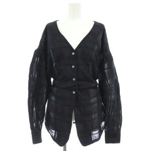 24SS SHEER CHECK TUCK WAIST BLOUSE ブラウス 長袖 チェック Vネック