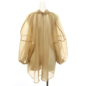 CLANE 22SS BALLOON SHEER PUFF TOPS ブラウス シアー シースルー 長袖 2 茶 ブラウン