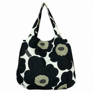 marimekko ウニッコ キャンバス トートバッグ 花柄 白 黒 ホワイト ブラック