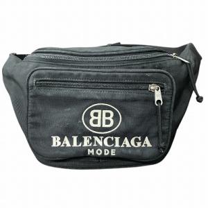 BALENCIAGA ロゴ ウエストポーチ ショルダー バッグ 黒 ブラック 482389・1060・X・538735 AA
