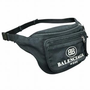 BALENCIAGA ロゴ ウエストポーチ ショルダー バッグ 黒 ブラック 482389・1060・X・538735 AA