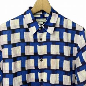 DRIES VAN NOTEN 21SS LEN LYE リネン チェックシャツ ホワイト 46