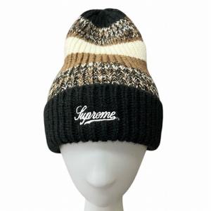 21FW Mixed Stripe Beanie ブラウン ブラック