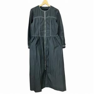 配色ステッチ ジップ シャツ ワンピース 黒 ブラック 0 XS位 61-26-0185-370