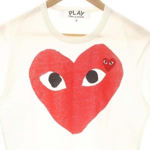 PLAY Comme des Garçons AD2017 プリント半袖Tシャツ クルーネック S 白 赤 ホワイト レッド AZ-T026
