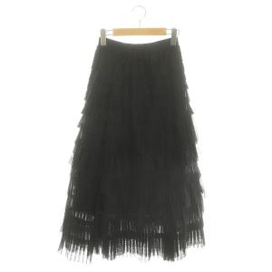 24SS ランダムチュールティアードスカート ロング丈 マキシ丈 0 S 黒 ブラック /YQ OS