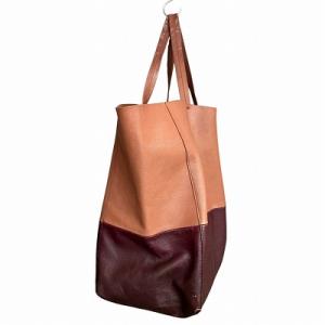 CELINE ホリゾンタルカバ バイカラー レザー トートバッグ 茶 ブラウン U-UP 0112 AA