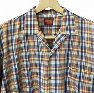 SUGAR CANE マドラス チェック シャツ オープンカラー オレンジ 黄 紫 イエロー パープル マルチカラー 半袖