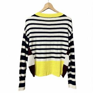 MAX&CO. パネル切り替え ボーダー ニット セーター 薄手 白 黒 黄 ワイン ホワイト ブラック イエロー ワイン